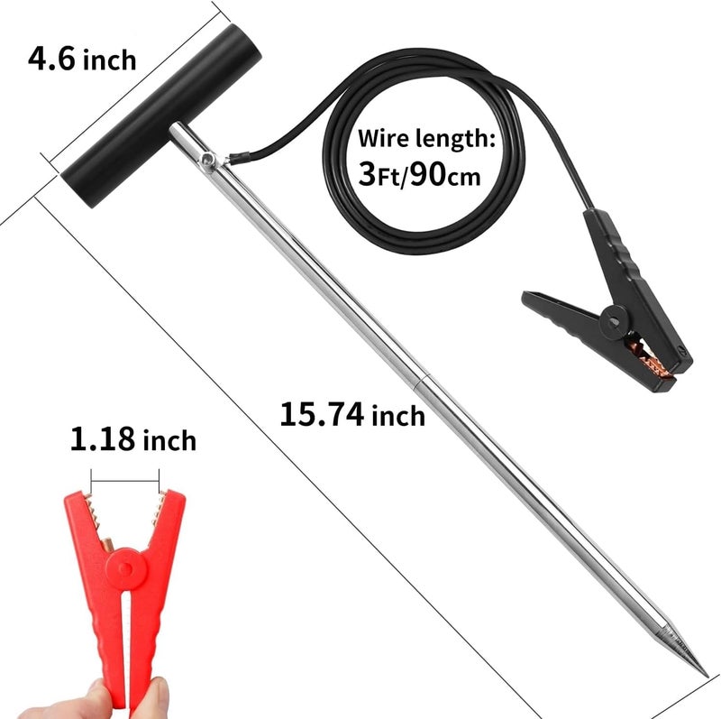 YSLDSKER Electric Fence Wire Grounding Rod, Connect Electric Fence Charger Solar Powered, Solar Electric Fence Lead Wire with Alligator Clip, for Generator Electric Fence - Image 3